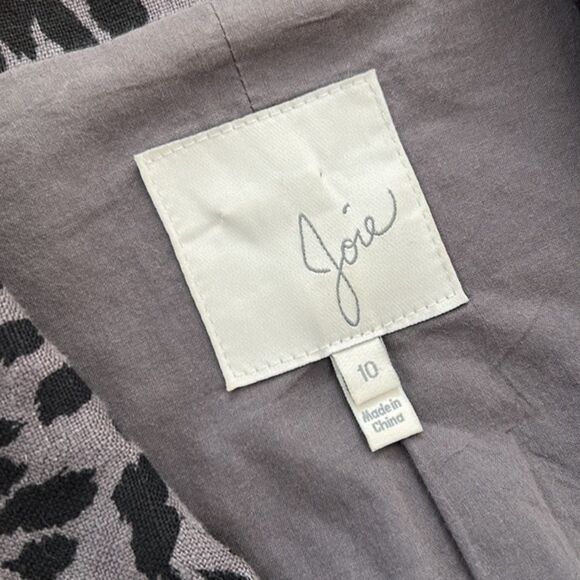 Joie Linen Animal Print Blazer Sz 10, Gray and Black - Picture 5 of 9